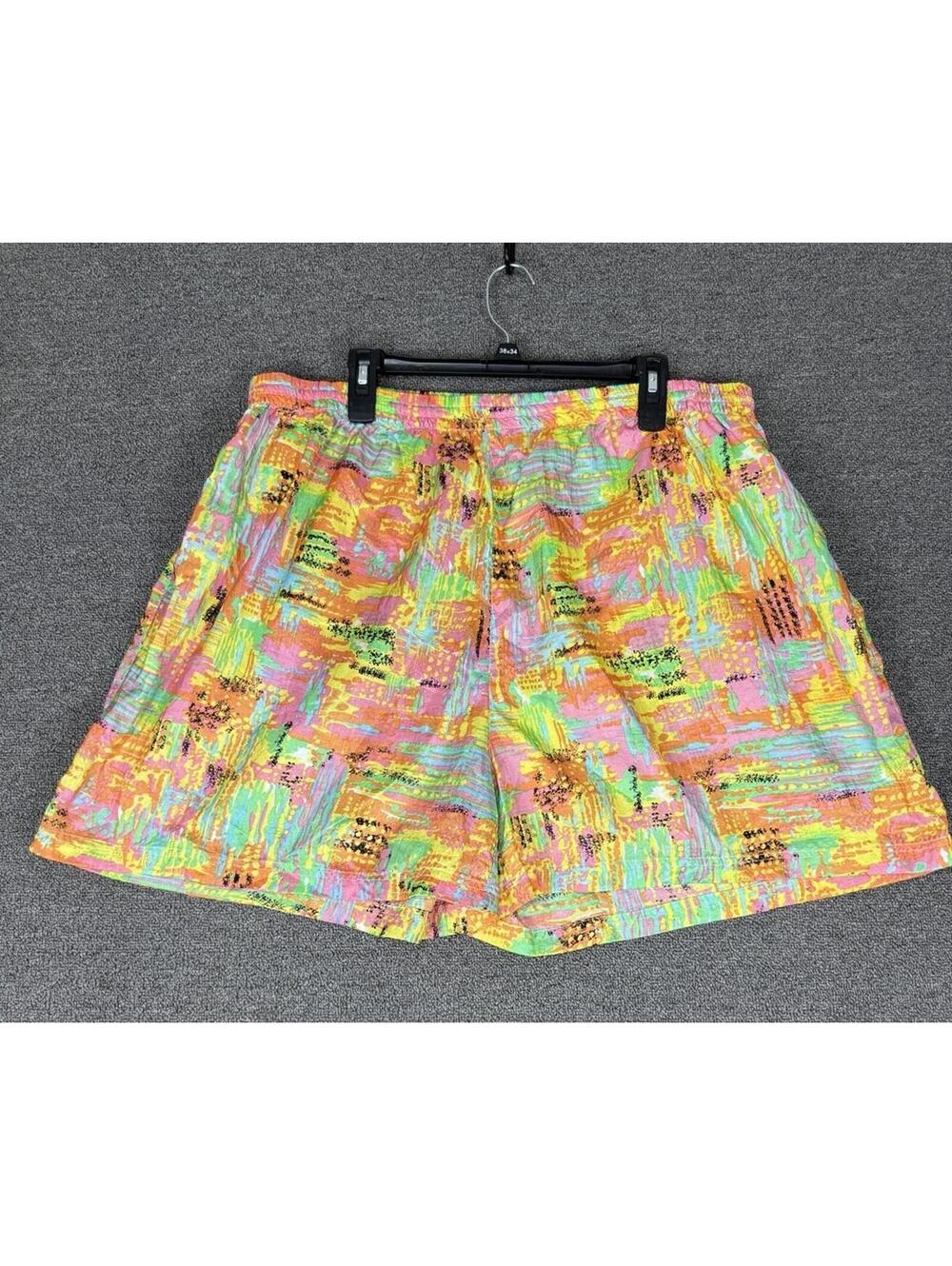 80s Vintage Wear 2B Seen Womens 2X Colorful Windbreaker Shorts Multicolor